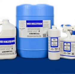 Blue and white galoon if SSD chemicals solutions